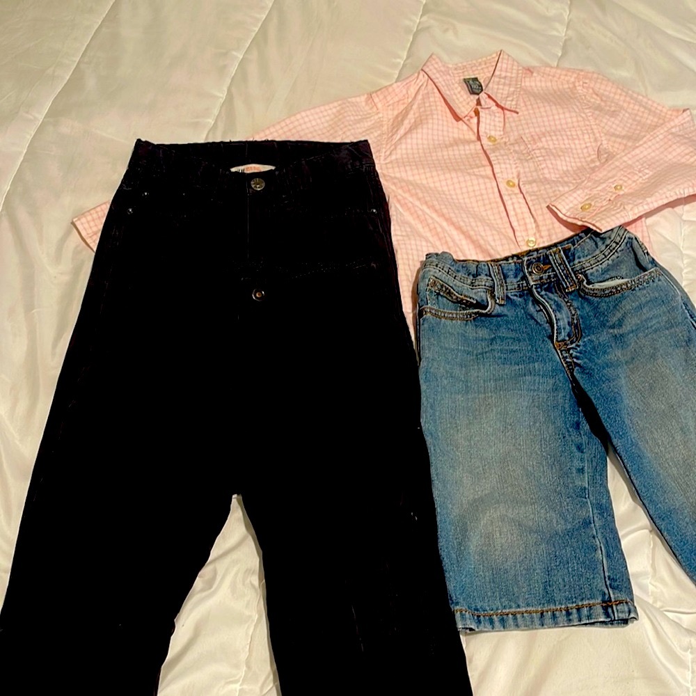 Lot 4 pcs Zara kids boys pumpkin patch H&M button-down shirt shirt pants SZ 4-5